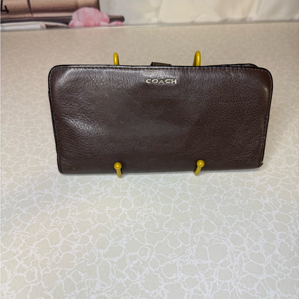 Coach Brown Leather Wallet - COACH Signature Compact Clutch
